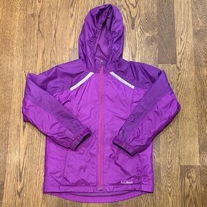 L.L. Bean Girls' Purple Fleece Lined Raincoat, Youth 10/12